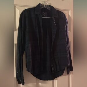 Abercrombie & Fitch Dark Green & Navy Plaid Button Down Shirt
